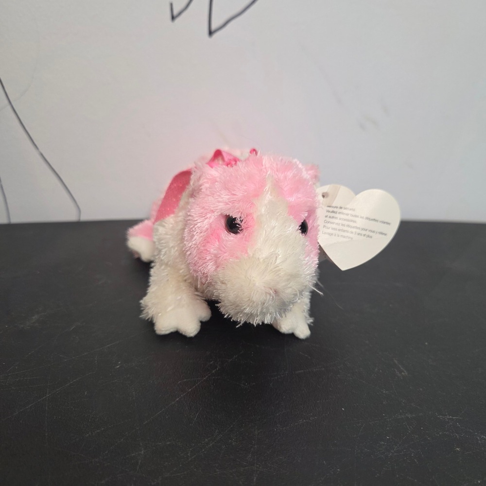 Ty Beanie Babies Rosa Pink White Guinea Pig Plush Animal 2004 Heart Tag 40127